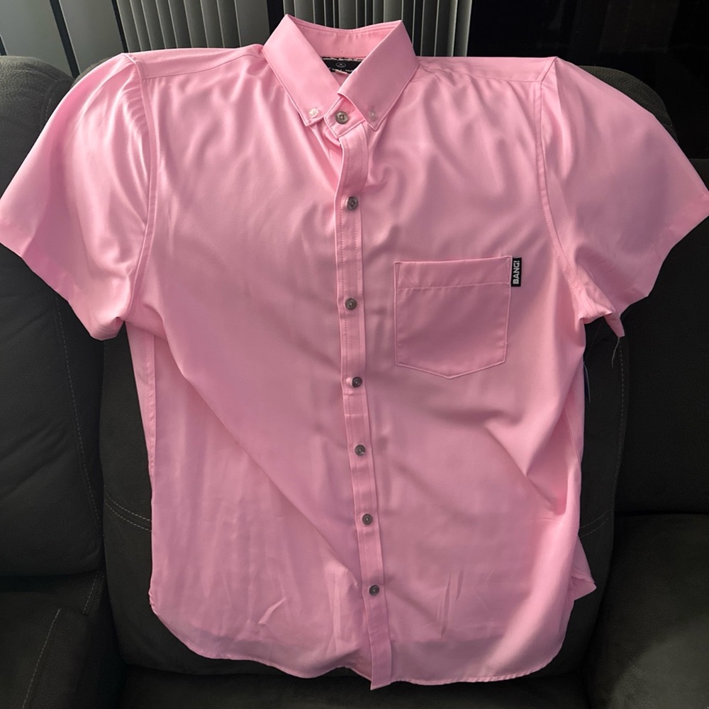 Vibrant Pink Casual Button-Down Shirt for Men